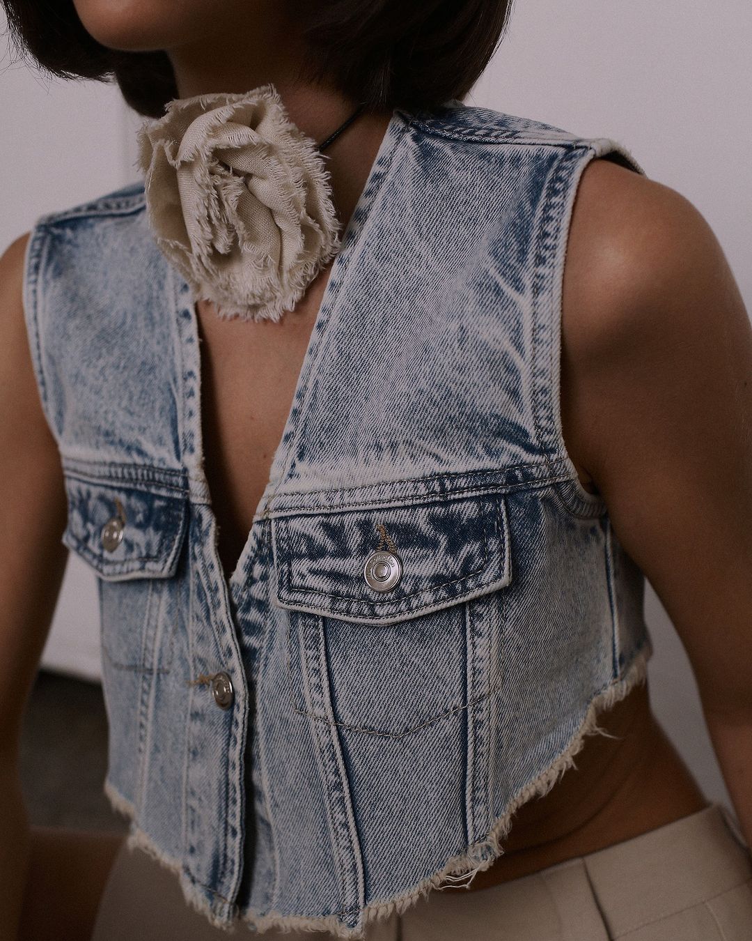 1 3s 1281 Regina Denim Waistcoat