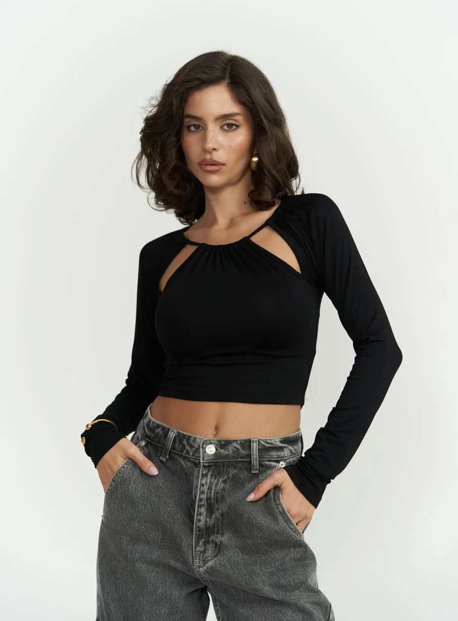 بلوز مشکی آستین بلند بلوز مشکی آستین بلند