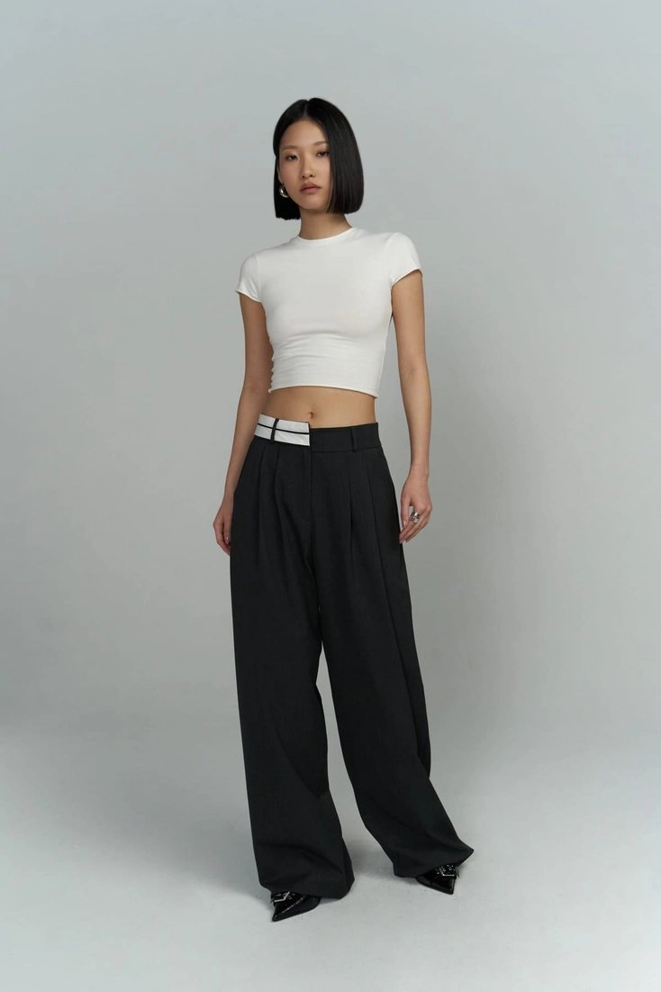 شلوار پالاتزو خاکستری Prato شلوار پالاتزو خاکستری Prato