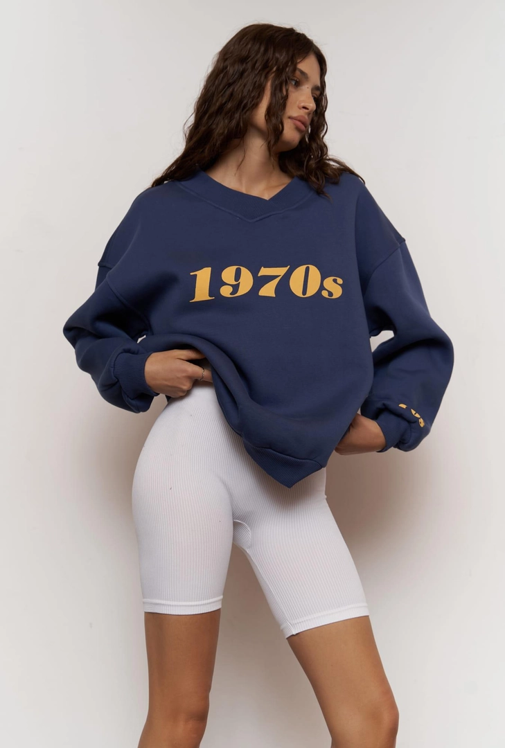 1970s İndigo Oversize Unisex Sweatshirt 1970s İndigo Oversize Unisex Sweatshirt