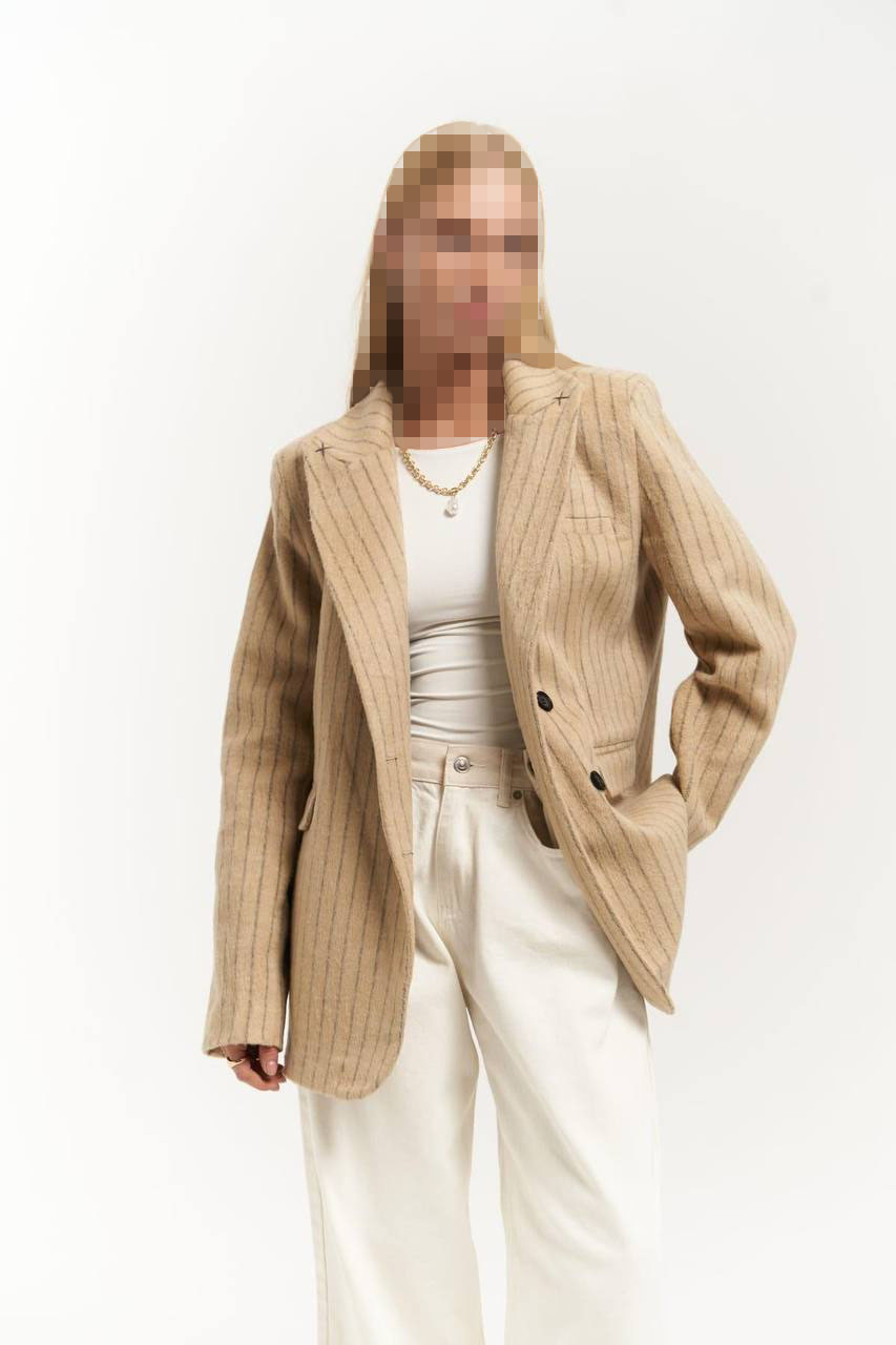 کت تک کرم راه راه دقیق Peters کت تک کرم راه راه دقیق Peters