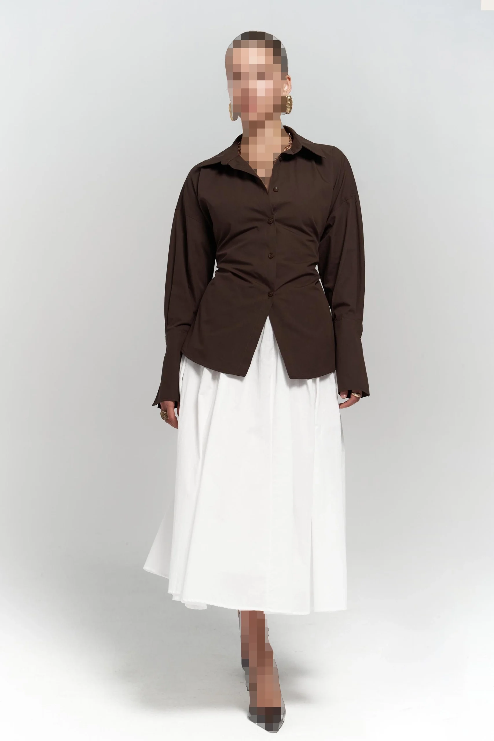 پیراهن قهوه ای طرح طناب نوورز پیراهن قهوه ای طرح طناب نوورز