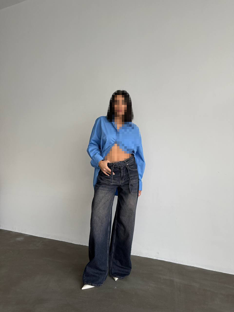 شلوار جین بگ سنگشور آبی بندی شلوار جین بگ سنگشور آبی بندی