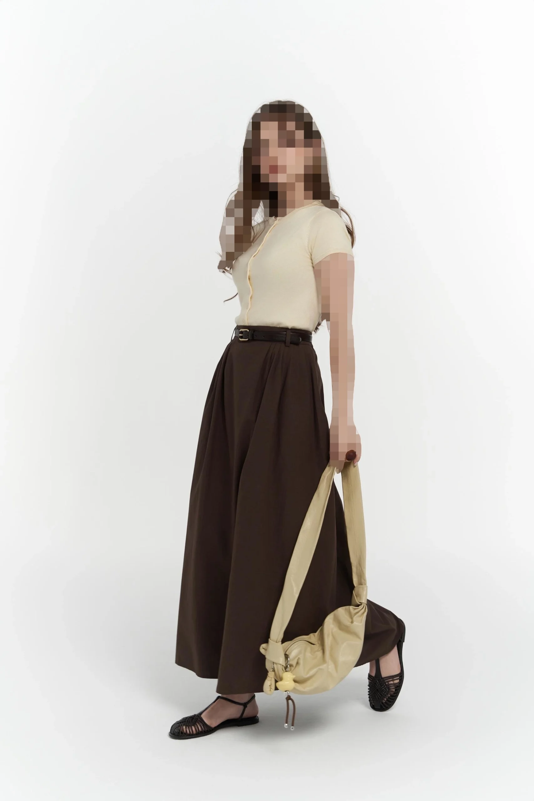 دامن قهوهای بلند طرح پل رئا دامن قهوهای بلند طرح پل رئا