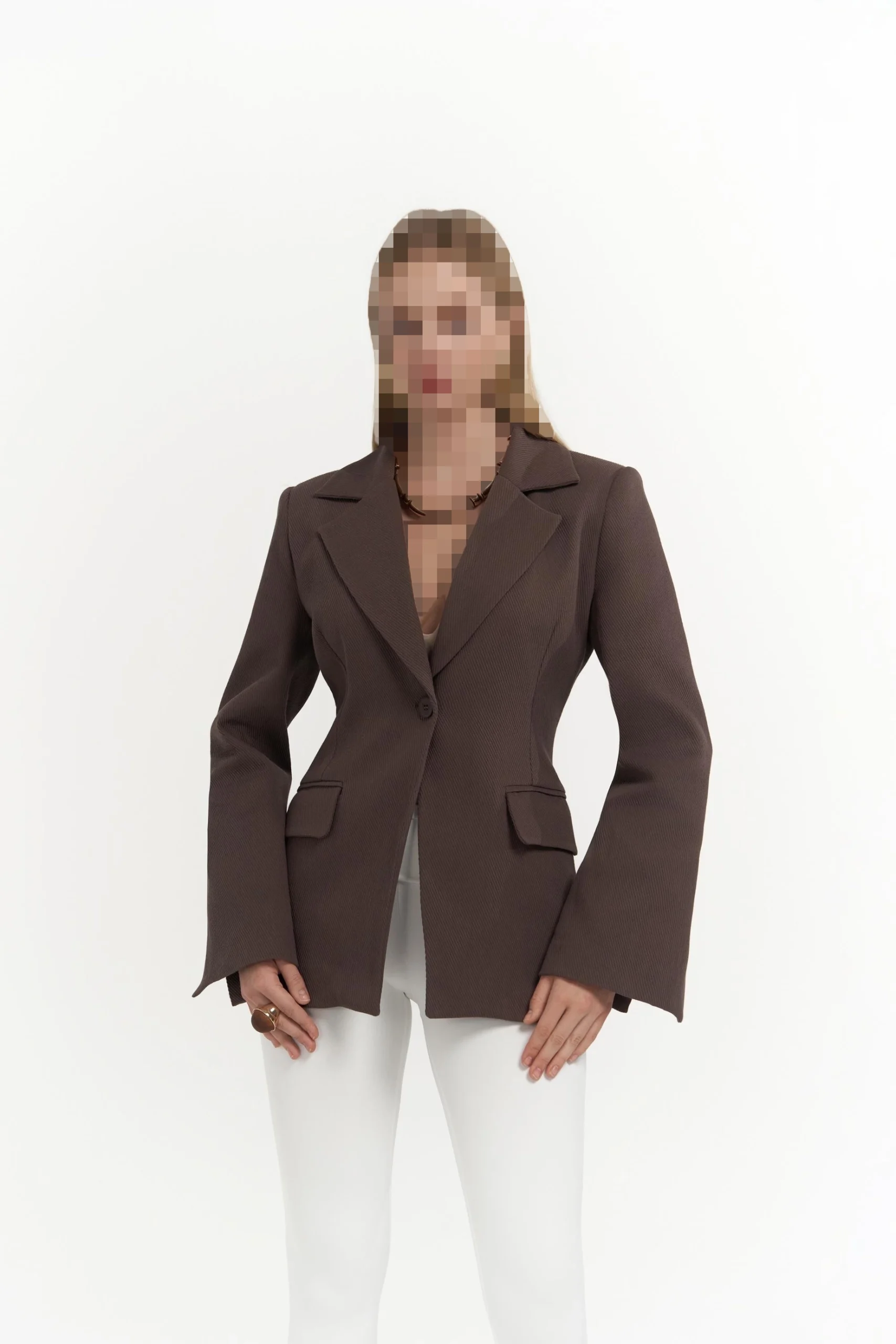 کت انیسا قهوه ای با کمر کشی کت انیسا قهوه ای با کمر کشی