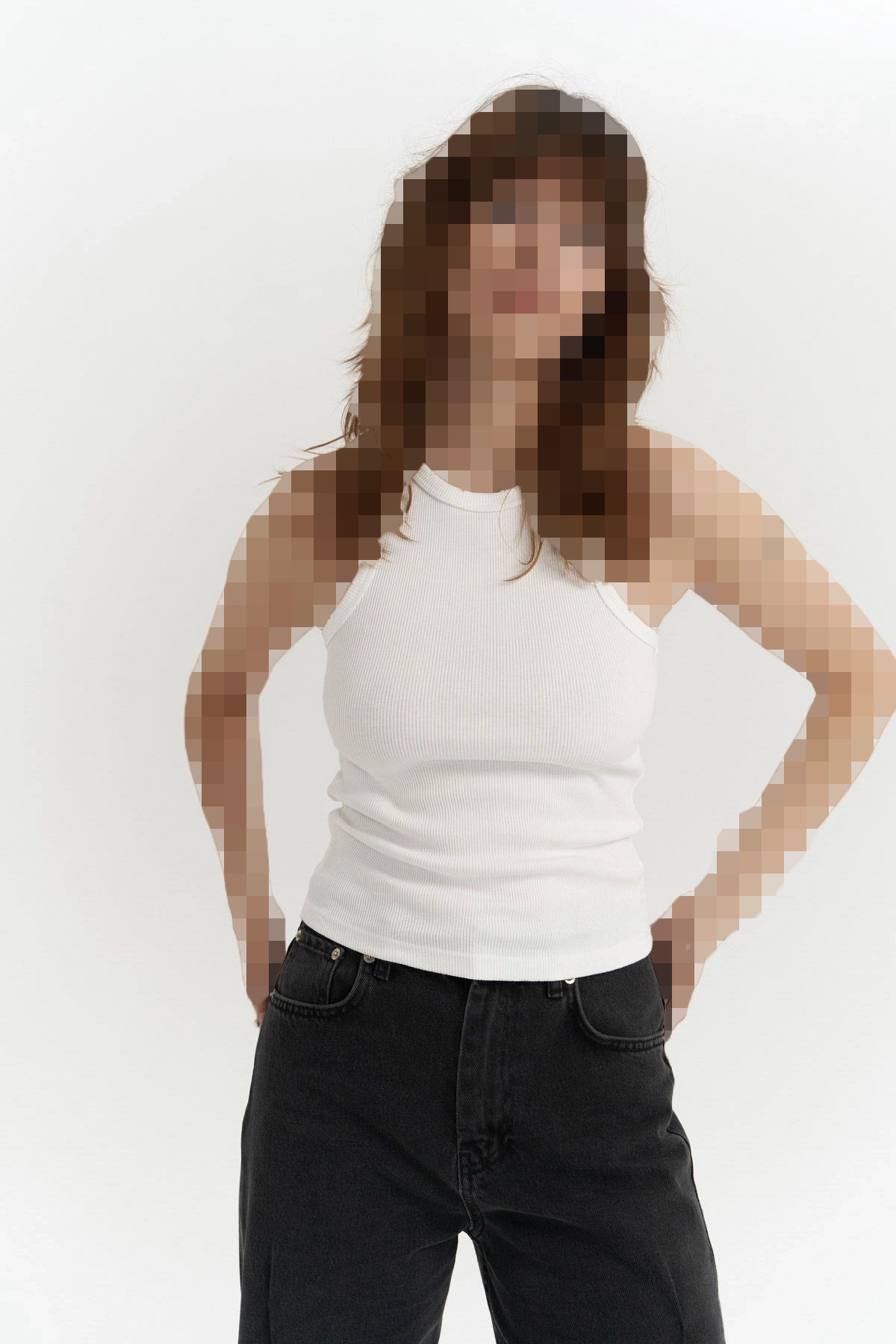 کراپ یقه گرد کشی سفید کراپ یقه گرد کشی سفید