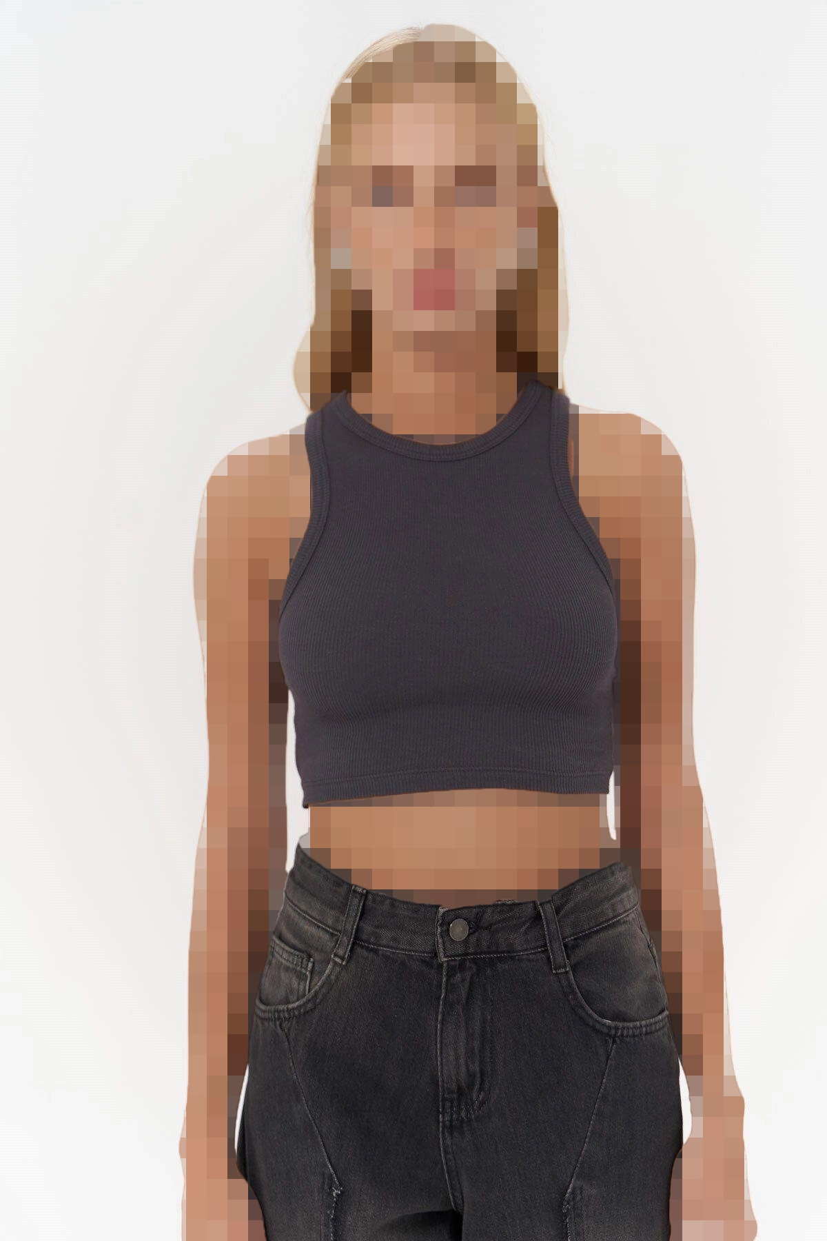 کراپ یقه کرد عاج دار طوسی کراپ یقه کرد عاج دار طوسی