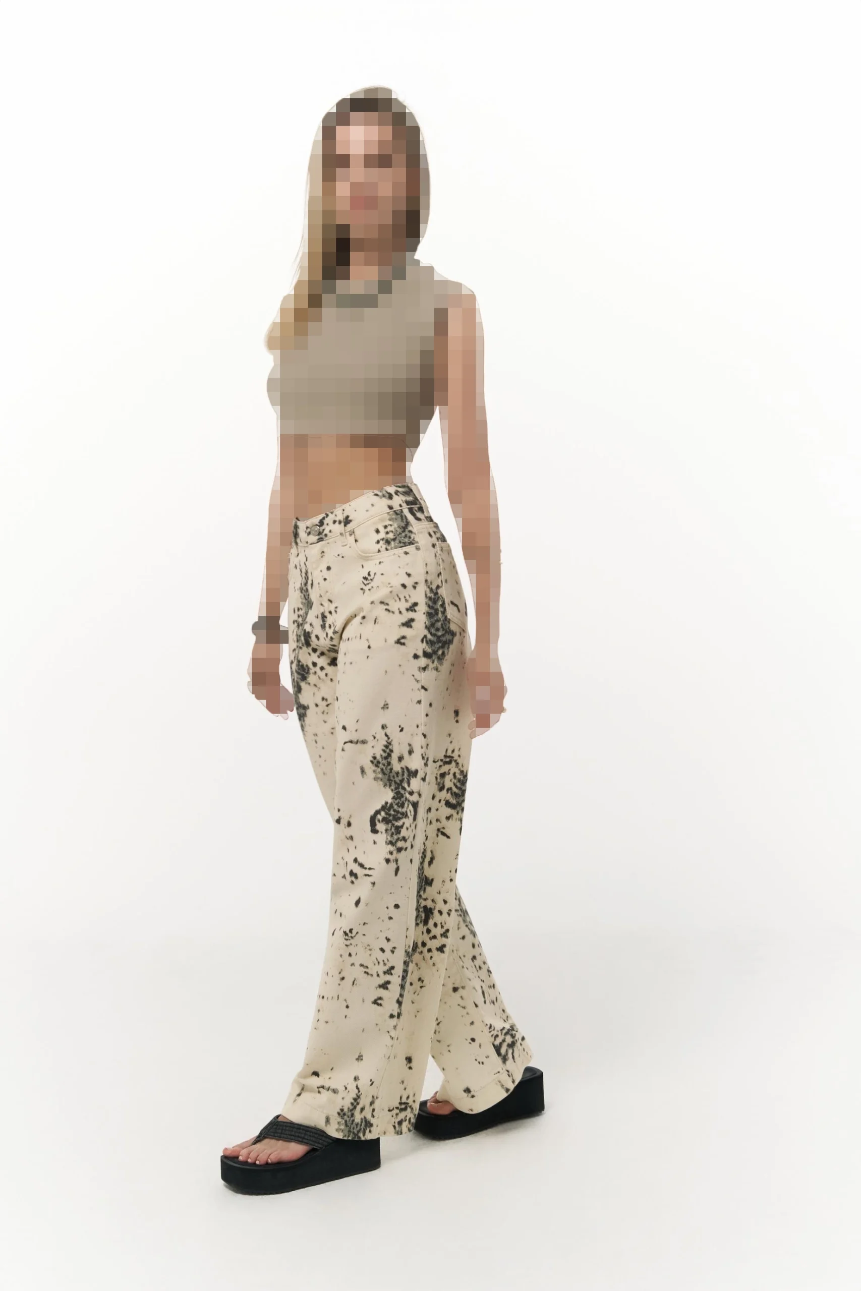 شلوار جین بژ طرحدار نلور شلوار جین بژ طرحدار نلور