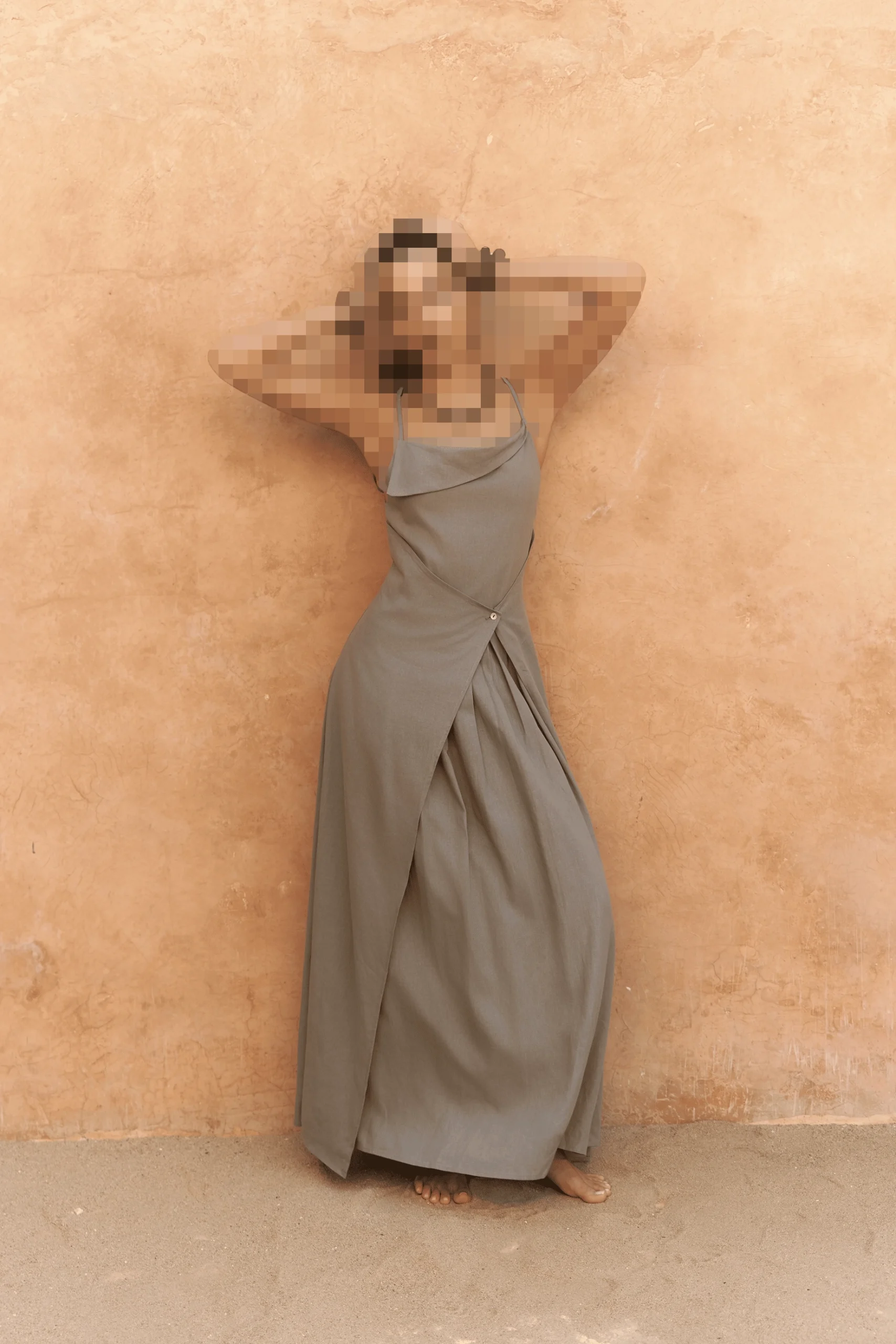 لباس کتانی بلند و چسبان خاکی Blantyre لباس کتانی بلند و چسبان خاکی Blantyre