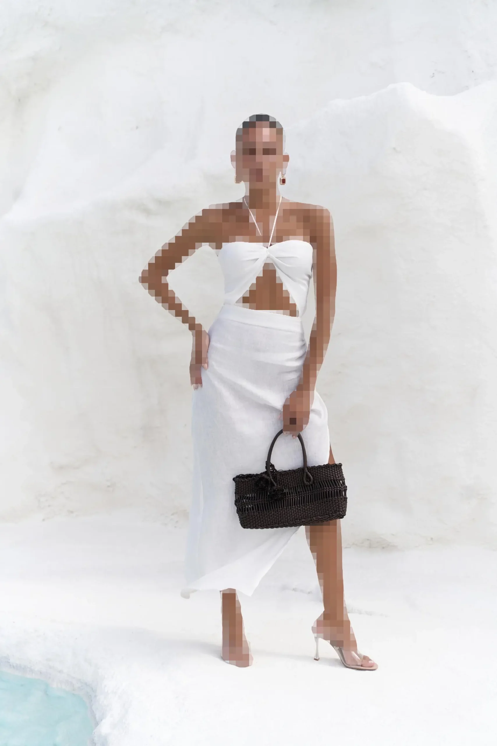 ست لینن سفید نامتقارن آبروسا ست لینن سفید نامتقارن آبروسا