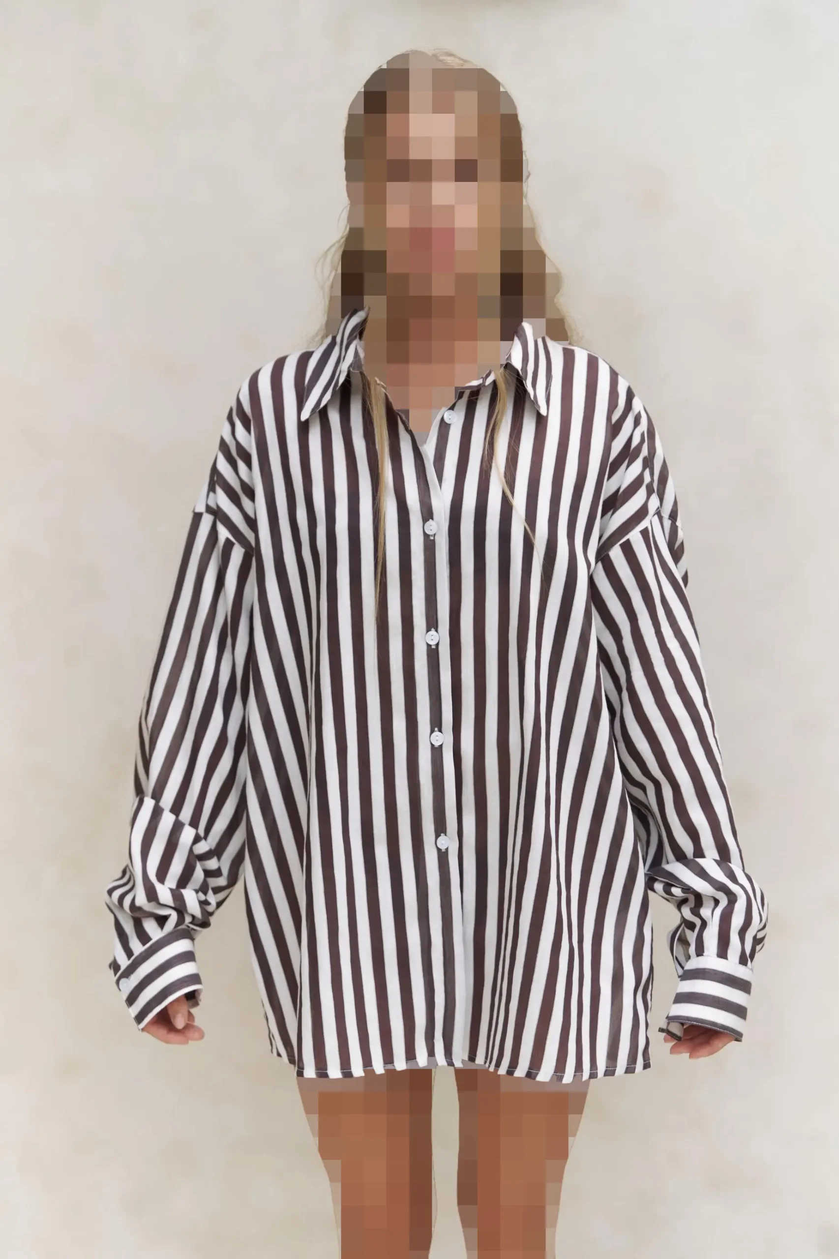 rosy-transparan-cizgili-kahve-oversize-0d3-e6 پیراهن قهوه ای راه راه شفاف گلگون