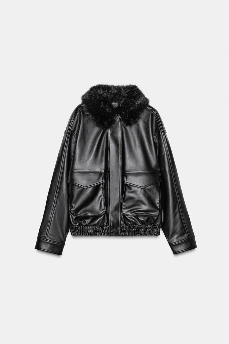JACKET WITH DETACHABLE FAUX FUR COLLAR JACKET WITH DETACHABLE FAUX FUR COLLAR