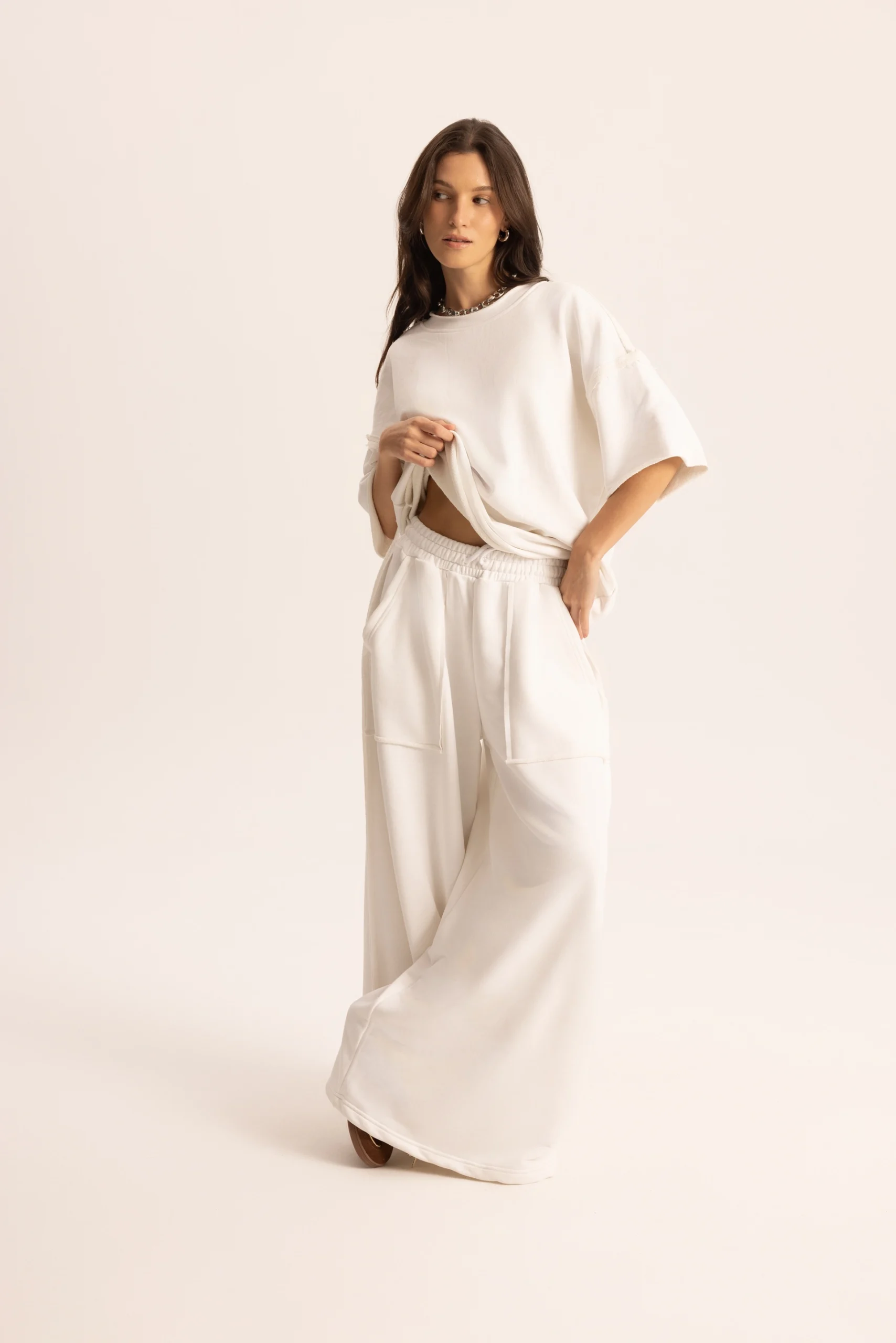 flex-beyaz-oversize-t-shirt-esofman-ta-70f433 ست لباس ورزشی سفید Flex